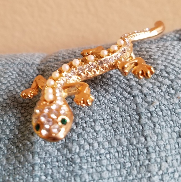 VINTAGE 🦎Green Eyed Bling Lizard/Gecko/Iguana🦎 - Picture 2 of 6